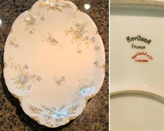 Limoges serving plate - blue & gold accents - priced @ $30.00 measuring approx. 13.5 inches