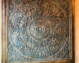 Metal antiqued bronze & teal wall art $60.00 measuring 32 inches wide x 31.5 inches tall