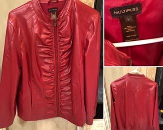 Women's red pleather jacket $32.00
