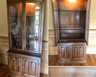 Vintage Ethan Allen lighted china cabinet priced @ $245.00 measuring 34"wide x 80"tall x 17" deep