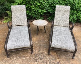 SET of 3 Tropitone classics, 2 chaise lounges plus 1 tea table $445.00 (aluminum & won't get hot in the sun!)