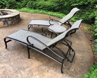 SET of 3 Tropitone classics, 2 chaise lounges plus 1 tea table $445.00 (aluminum & won't get hot in the sun!)