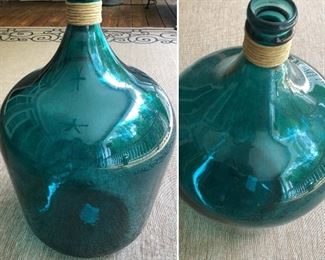 Large glass jar teal/turquoise color $64.00
