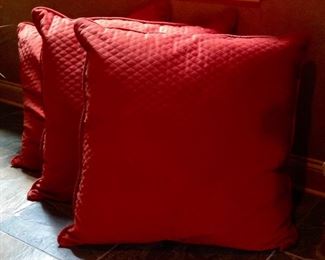 Large 30x30 inch pillows $38.00 each red/apricot color (3 available)