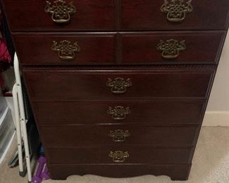 Mahogany chest of drawers, $195