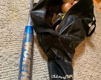 Bat, bag, and balls, $15