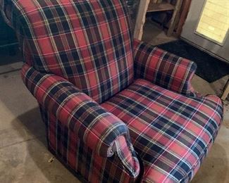 Plaid lounge chair, $225
