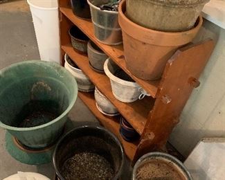 Pots, various prices, shelf, $15