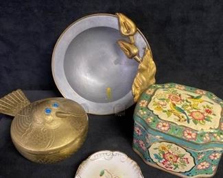 065m Brass Blue Eye Bird Covered Dish  Others