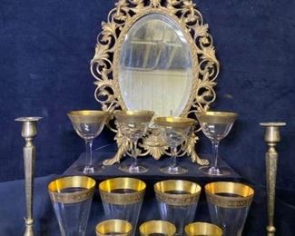 057m Gold Rimmed Wine Glasses
