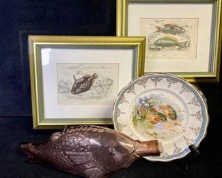 013m FishSterling China Plate, Glass Carafe  Artwork