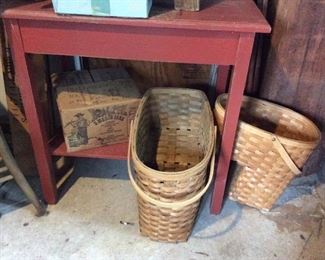 Table sold; stair baskets $10 ea