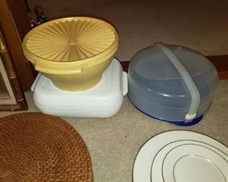 tupper ware $6 each, other plastic wares $2 Cake Carrier: Sold