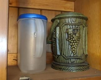plastic water pitcher $3, ice bucket $8