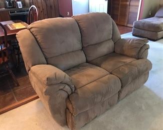 love seat recliner-- right side doesn't recline. rough dimensions, in inches, 69w x 38h x 36d  $100