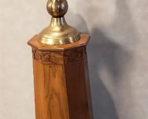 Large Brass Eagle on Ball W/Decorative Oak Wood Podium ~ Eagle: 25 in. tall x 11 in. wide ~ Podium: 40 in. tall