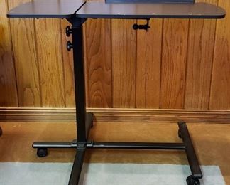 Black Metal & Wood Adjustable Side Desk ~ Tilts ~ 32 in. 16 in. x 27 in.