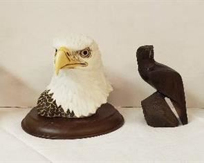 Lot of Eagle Figurines ~ Porcelain, Ceramic and Ironwood