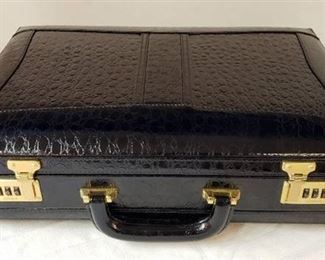 Vintage Amiet Black Executive Leather Briefcase/Attache with Combination Lock ~ Appears to be New/Unused ~ 18 in. x 14 in. x 4 1/2 in. ~ combo:000