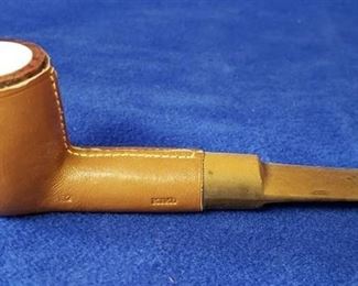 Vintage Un-Smoked KiKo #102 Leather Wrapped Meerschaum Lined Pipe ~ 7 in. long ~ Made in Tanzania