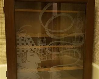 Wood/Glass 16 Pipe Holder Wall Cabinet ~ London Design ~ 16 in. x 20 1/2 in. x 4 in.