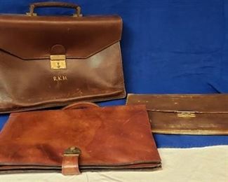 Lot of 3 Vintage Leather Attache Cases ~ this have normal wear; all closure work
