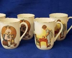 Set of 8 Norman Rockwell Coffee Mugs