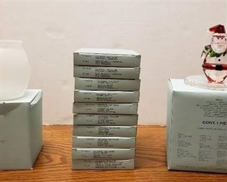 2 Tea Lite Decor Candle Holders (Santa & Frosted Globe) and 10 Boxes of PartyLite Tea Lite Candles ~ NIB