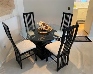 Modern octagonal glass top dining set with 4 chairs (48”W) - $350 or best offer.