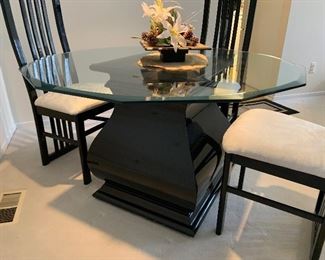 Modern octagonal glass top dining set with 4 chairs (48”W) - $350 or best offer.