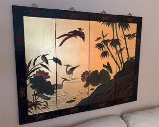 Oriental 4 panel silk screen (47.5”W x 36”T) - $300 or best offer.