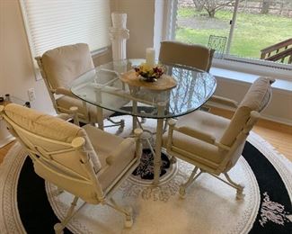 Glass top kitchen table set with 4 chairs (42”W) - $350 or best offer.