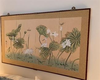 Oriental silk screen (34.5”T x 59”W) - $250 or best offer.