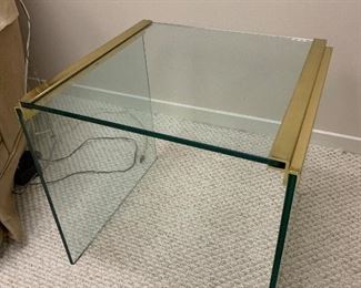 Mid Century Modern Pace waterfall brass glass side table (17.5”W x 16”D x 16.5”T) - $500 or best offer.