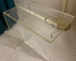 Mid Century Modern lucite side table (16”D x 10”W x 18.5”T) - 