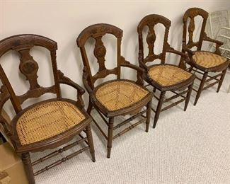 Antique Lincoln cane seat arm chairs (19”W x 17”D) - $450/each or best offer.