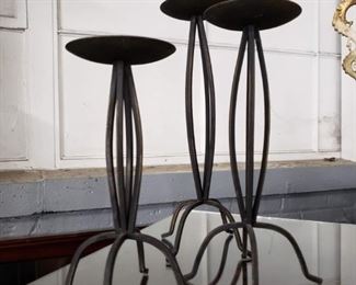 Black painted 3 sizes metal candle holders $15