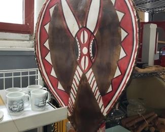 Authentic African tribe hand painted hand made shield $195