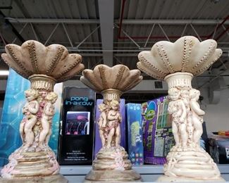 (3) Vintage cherub candleholders 10.75"H x 7.25"W at top $25 each