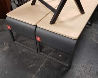 New in box 30" x 15 x 15 gray metal frame natural wood grain style top bench 5 available $25 ea