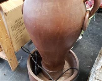 Over 3' poly urn fountain with pump(has some damage on bottom of urn but still usable & can be glued) Was $95 now $50 