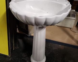 Small 2 pc porcelain pedestal sink Bowl measures: 18.75"W x 16.75"D        $75