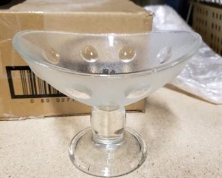 (6) Libbey footed dish (1) has a chip on edge $30