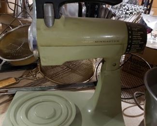 Vintage avocado green Sunbeam mixer as shown (no bowl or attachments  $30