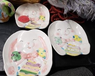 3 ceramic bunny plates $10 for 3