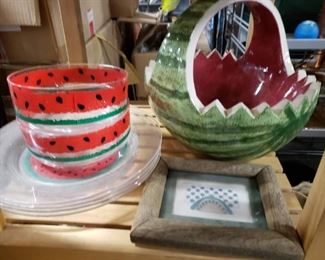 Assorted watermelon themed decor Call 
