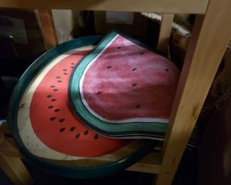 Assorted watermelon themed decor Call 