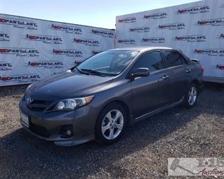 200: 	
2012 Toyota Corolla
Year: 2012
Make: Toyota
Model: Corolla
Vehicle Type: Passenger Car
Mileage: 83,053
Plate: 6VJU775
Body Type: 4 Door Sedan
Trim Level: Base; S; LE; XLE
Drive Line: FWD
Engine Type: L4, 1.8L; DOHC 16V; VVT-i
Fuel Type: Gasoline
Horsepower:
Transmission: Auto
VIN #: 5YFBU4EE9CP014658
Features and Notes:
Cold A/C. Power windows, locks, and mirrors. Steering wheel controls and keyless entry with 1 key/remote