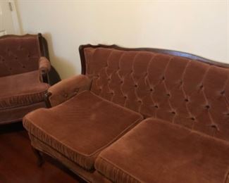 Antique Bedroom Lot #10 Pink Sofa $75.00, Pink Chair $25.00
