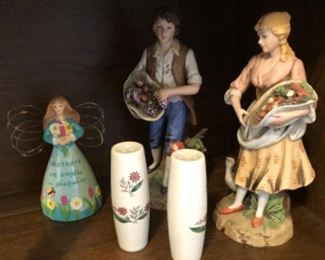 Foyer Lot #13 Porcelain Figurine, Angel, Salt & Pepper Shakers $10.00